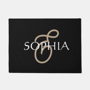 Personalized Black gold monogrammed Doormat