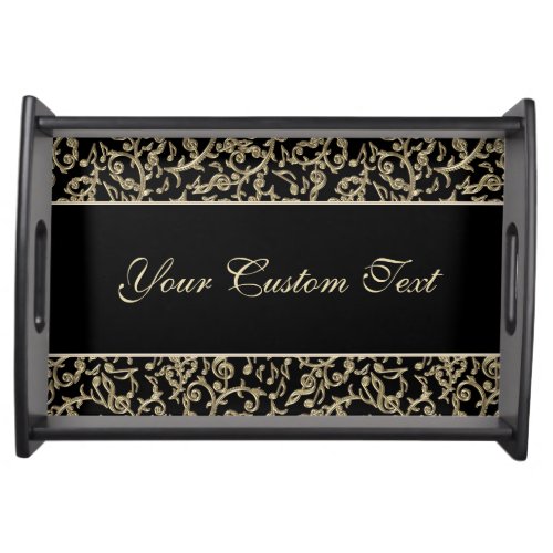 Personalized Black Gold Music Notes Serving Tray