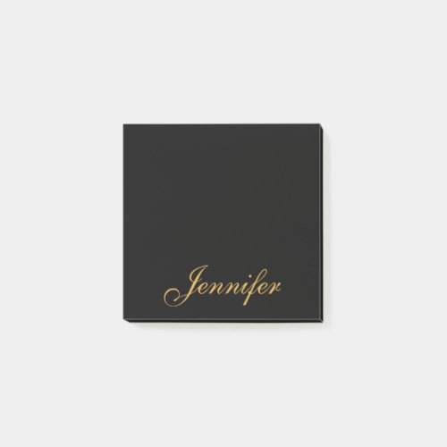 Personalized Black Gold Script Monogram Post_it Notes