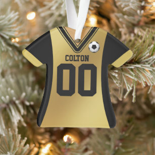 Personalized Black/Gold Soccer Jersey Ornament