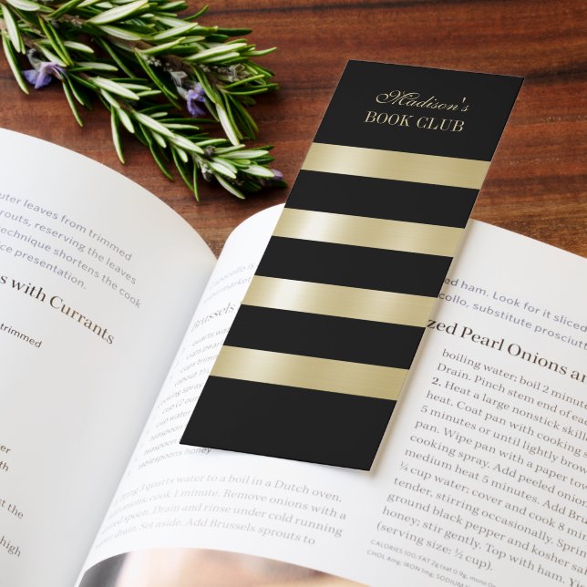 Personalized Black & Gold Stripes Pattern Bookmarks (Book)