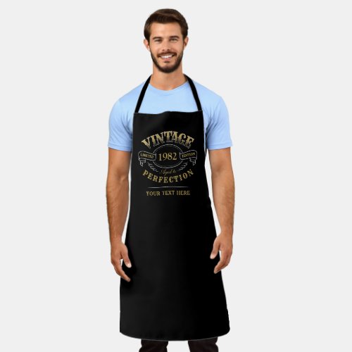 Personalized Black Gold Vintage Aged To Perfection Apron