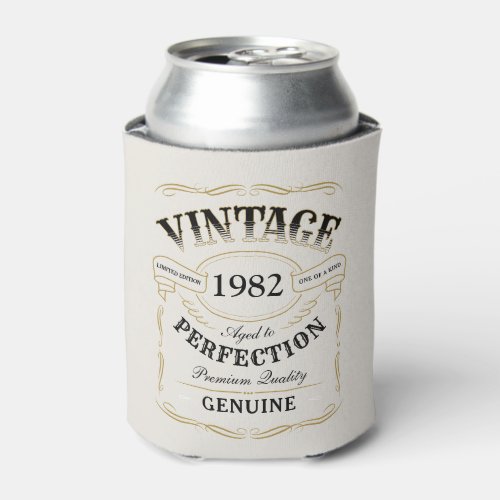 Personalized Black Gold Vintage Aged To Perfection Can Cooler