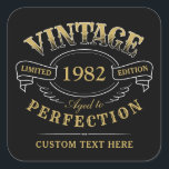 Personalized Black Gold Vintage Aged To Perfection Square Sticker<br><div class="desc">Black and gold fun vintage aged to perfection adult birthday gift idea for men,  great for any age birthday celebration,  or other occasions. Custom it with your own text.</div>