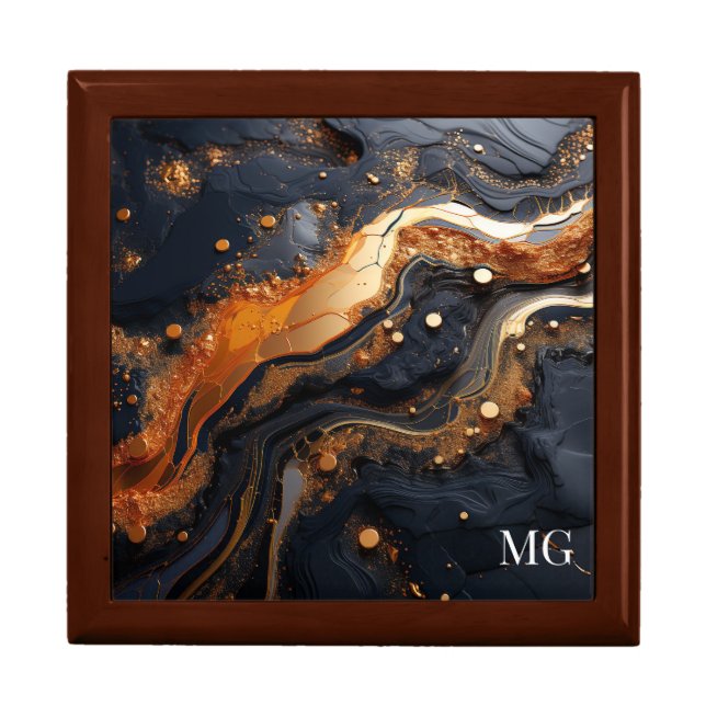 Personalized Black Gold Watch Keepsake Box (Front)