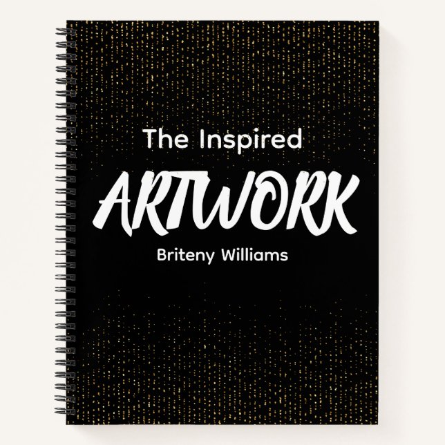 Personalized Black golden Artist Sketchbook Notebook (Front)