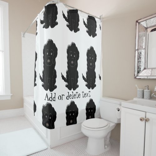 Personalized Black Golden Doodle Dog Design Shower Curtain