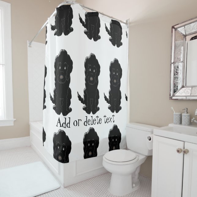 Personalized Black Golden Doodle Dog Design Shower Curtain (In Situ)
