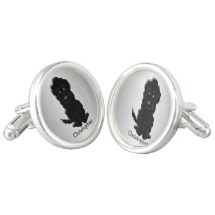 Personalized Black Goldendoodle Dog Design Cufflinks