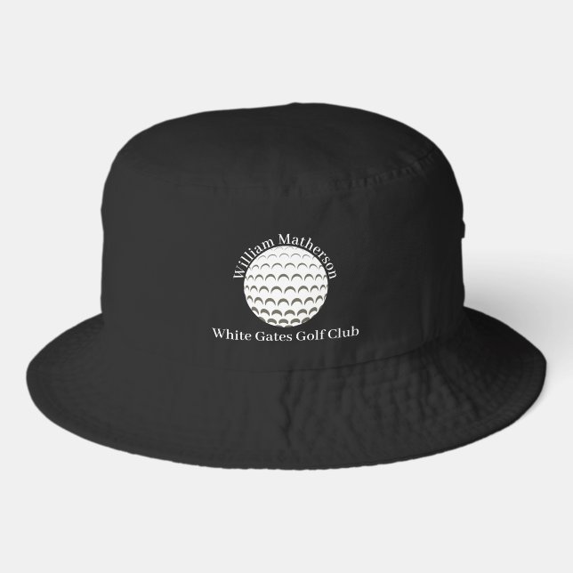 Personalized Black Golf Bucket Hat For Men Golfer (Front)