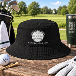 Personalized Black Golf Bucket Hat For Men Golfer