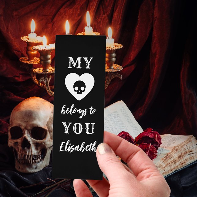 Personalized Black Gothic Romance Skull Til Death  Bookmarks (Creator Uploaded)