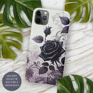 Personalized Black Gothic Rose Floral Victorian iPhone 11Pro Max Case