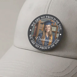 Personalized Black Grad Pride Arched Text Photo Button