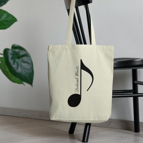 Personalized Black Graphic Musical Note Tote Bag
