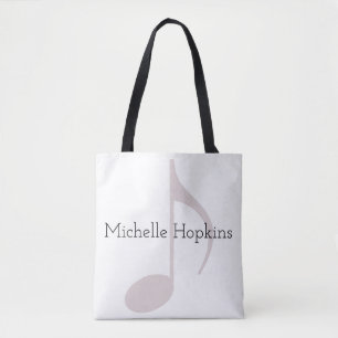 personalized black graphic musical note tote bag
