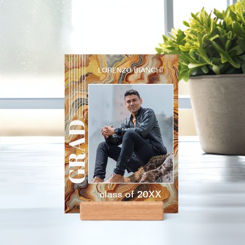 Personalized Black Gray Brown Gold Marble Photo