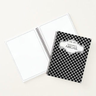 Personalized Black & Gray Checkered Sketch Book