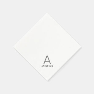 Personalized Black Gray Modern Initial Napkins