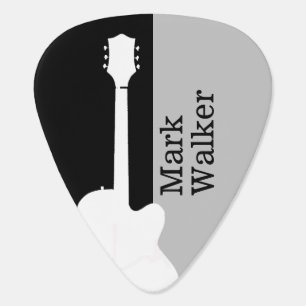 Personalized Black Gray Monogrammed Guitar Picks