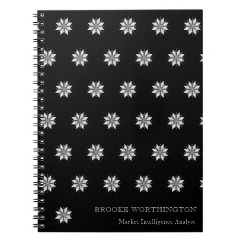 Personalized Black Gray Pattern Busines Notebook