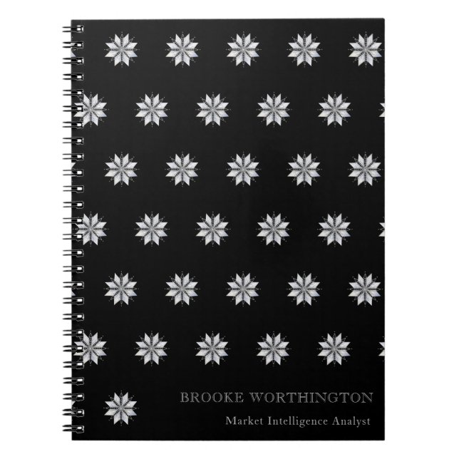 Personalized Black Gray Pattern Busines Notebook (Front)