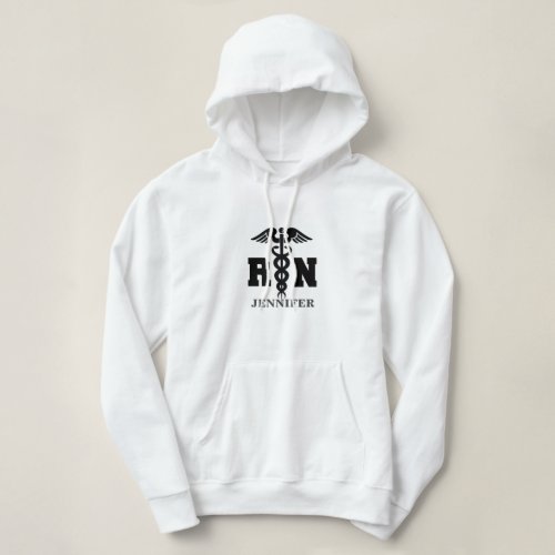 Personalized Black Gray RN Fleece Hoodie