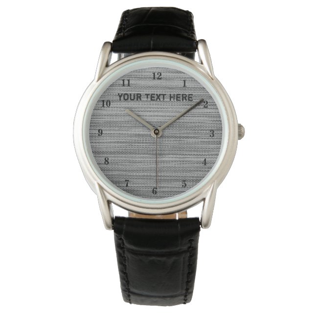 Personalized Black Gray Watch with Custom Text (Front)