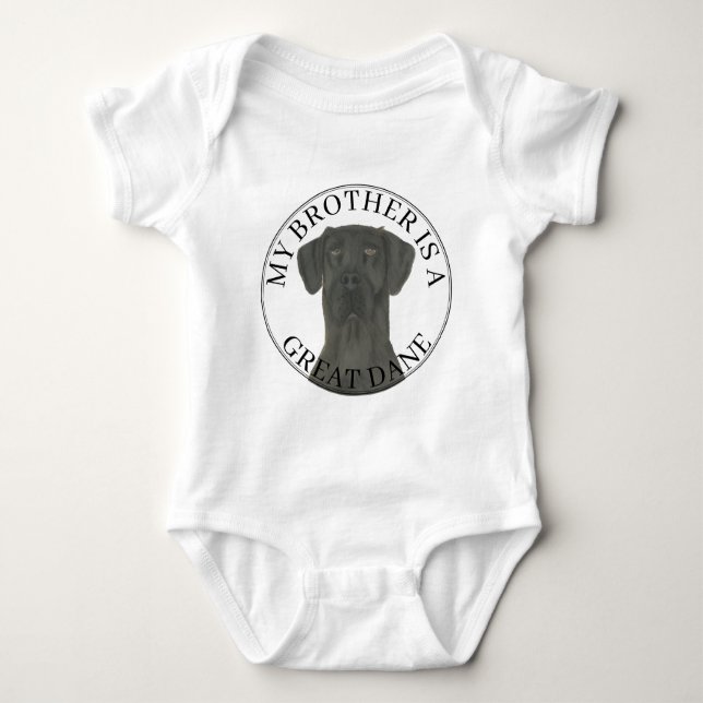 Personalized Black Great Dane Baby Bodysuit (Front)