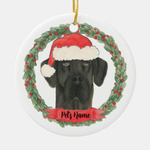 Personalized Black Great Dane Christmas Ceramic Ornament
