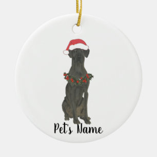 Personalized Black Great Dane Christmas Ceramic Ornament