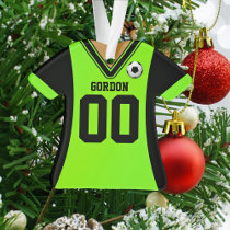 Personalized Black/Green Soccer Jersey Ornament