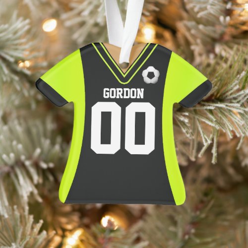 Personalized Black/Green Soccer Jersey Ornament