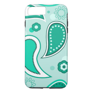 Personalized Black Green & White Paisley iPhone 8 Plus/7 Plus Case