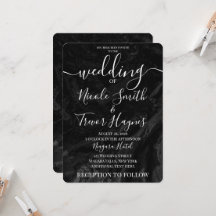 Personalized Black Grey Marble Minimalist Wedding