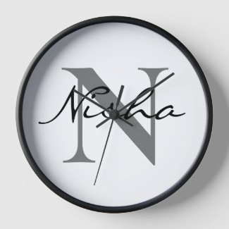 Personalized Black Grey Monogram Name