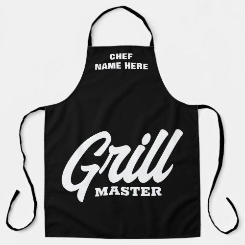 Personalized black Grill Master BBQ apron for men