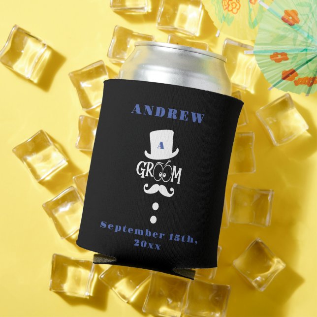 Personalized Black Groom Bachelor Casino Weekend  Can Cooler (In Situ Summer)