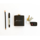 Personalized Black Groomsmen Flask w/Hex & Arrow (Lay Down)