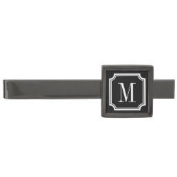 Personalized black gunmetal tie bar gift for men