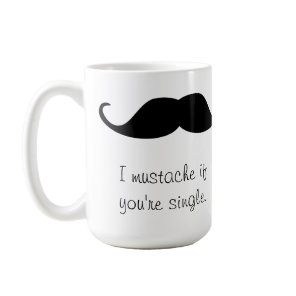 Personalized Black Handlebar Mustache Stache Mug