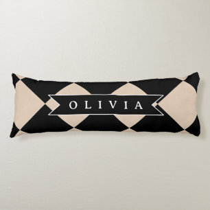 Personalized Black Harlequin Checkered Diamond Body Pillow