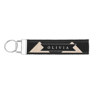 Personalized Black Harlequin Checkered Diamond Wrist Keychain