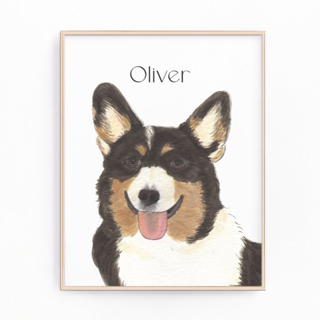 Personalized Black Headed Tricolor Corgi Art Photo Print (Creator Uploaded)