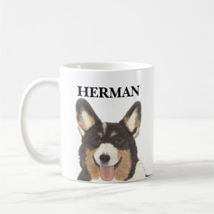 Personalized Black Headed Tricolor Corgi Coffee Mug
