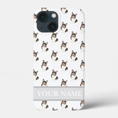 Personalized Black Headed Tricolor Corgi Dog iPhone 13 Mini Case