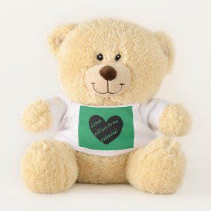 Personalized black heart on Kelly green valentine Teddy Bear