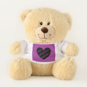 Personalized black heart on purple Valentine's Teddy Bear