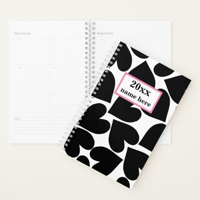 Personalized Black Hearts Planner (Display)