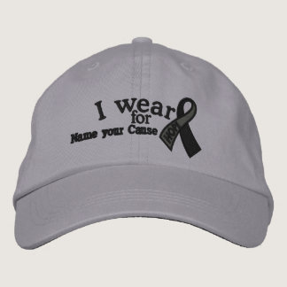 Personalized Black Hope Ribbon Awareness Your Text Embroidered Baseball Hat